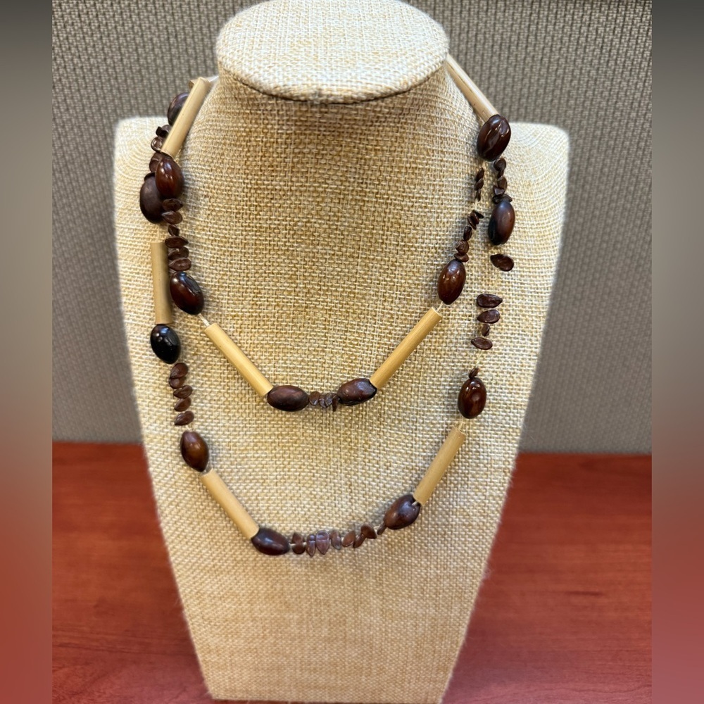 Men’s Brown Beaded Shell Boho Necklace Beach Vacation Vibe